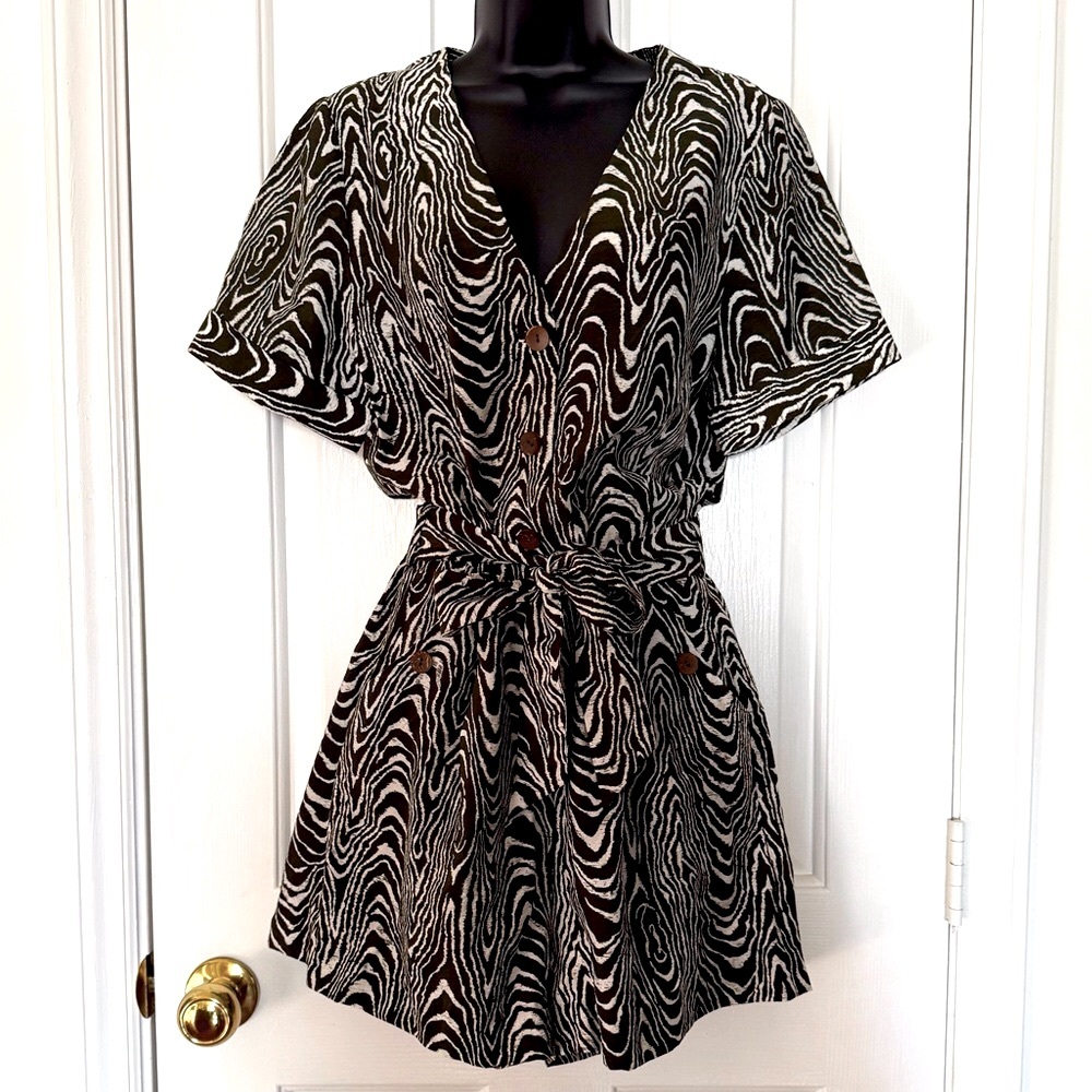 “JONATHAN SIMKHAI” Animal Print Swim Cover-up Romper